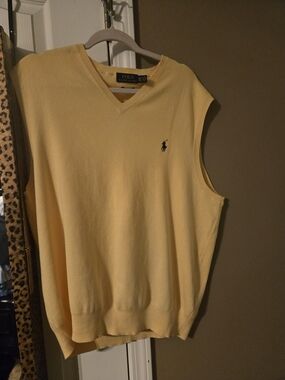 Polo Ralph Lauren Yellow Pima Cotton V-Neck Sweater Vest XXL